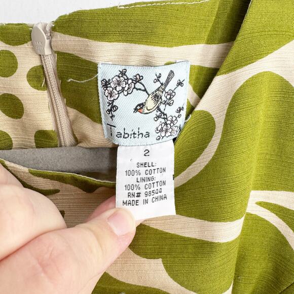 Tabitha Anthropologie Florida Room Green Patterned Retro Style Dress 2 Pencil - Picture 5 of 13